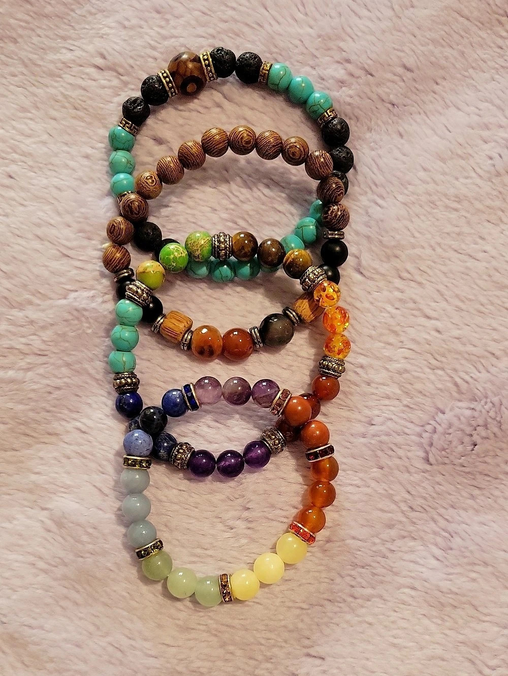 Four Multicolor Beaded Bracelet Set